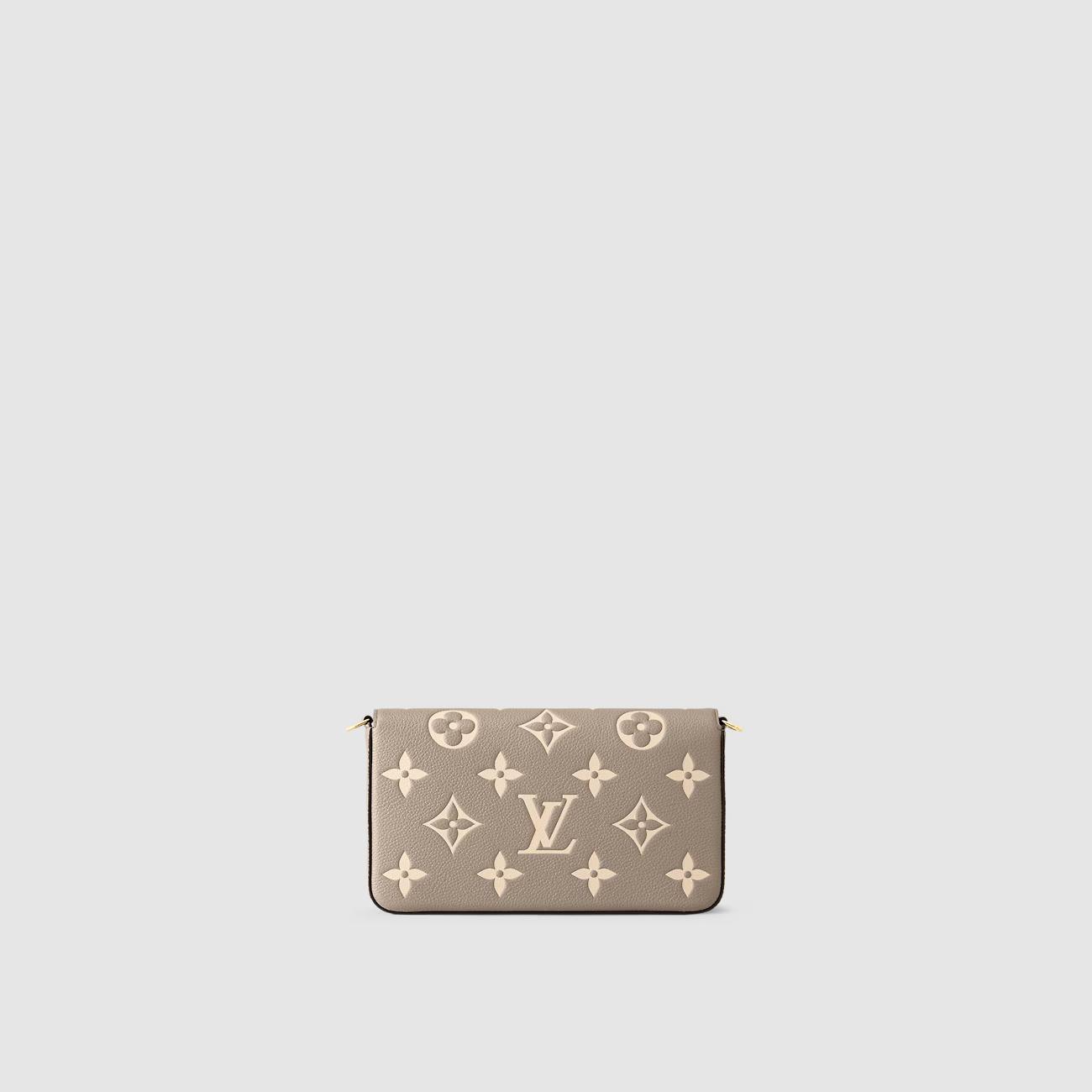 Túi Louis Vuitton Félicie Pochette Nữ Monogram Empreinte Xám Kem